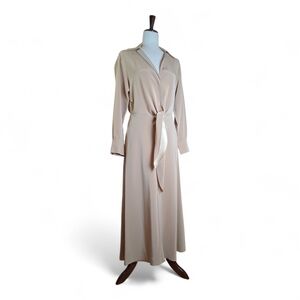 Vince Women's Notched Collar Long Sleeve Tie Front Almond Dress XS/TP